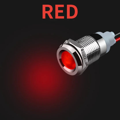 6mm 8mm 10mm 12mm 14mm Metal LED Warning Indicator Light Signal Lamp Pilot Wire 3-6V 12-24V 220V Waterproof IP65 Red Green Blue