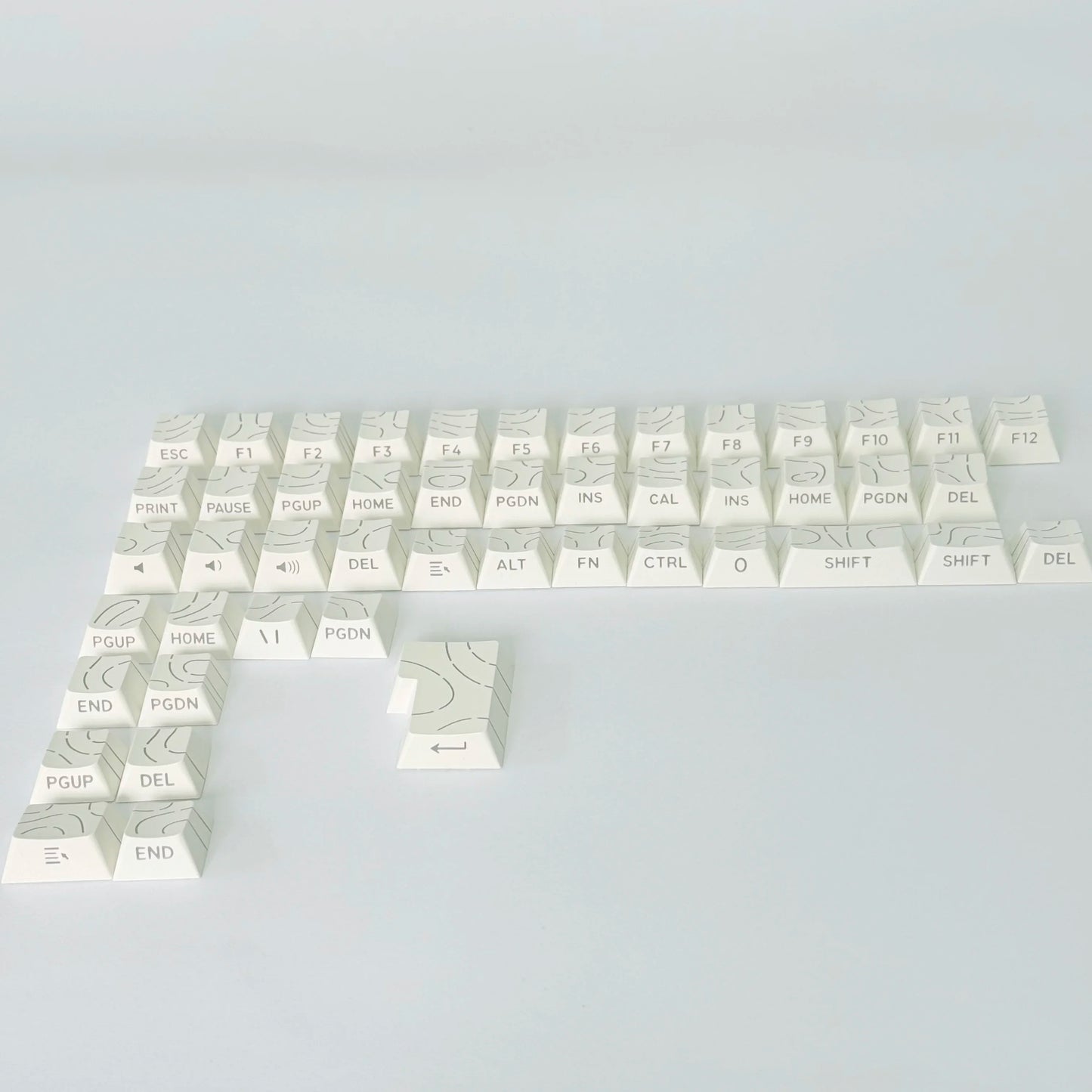 Contour Lines Translucent Keycaps Side Engraving Cherry Profile Black White Key Cap 60 70 80 90 100 Layout Mechanical Keyboard