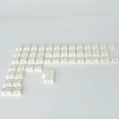 Contour Lines Translucent Keycaps Side Engraving Cherry Profile Black White Key Cap 60 70 80 90 100 Layout Mechanical Keyboard