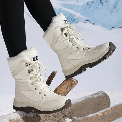 Winter Women Snow Boot High-top Waterproof Ankle Boots Ladies Thick Plus Warm Snow Hiking Boots Outdoor Cotton Shoes Sneakers