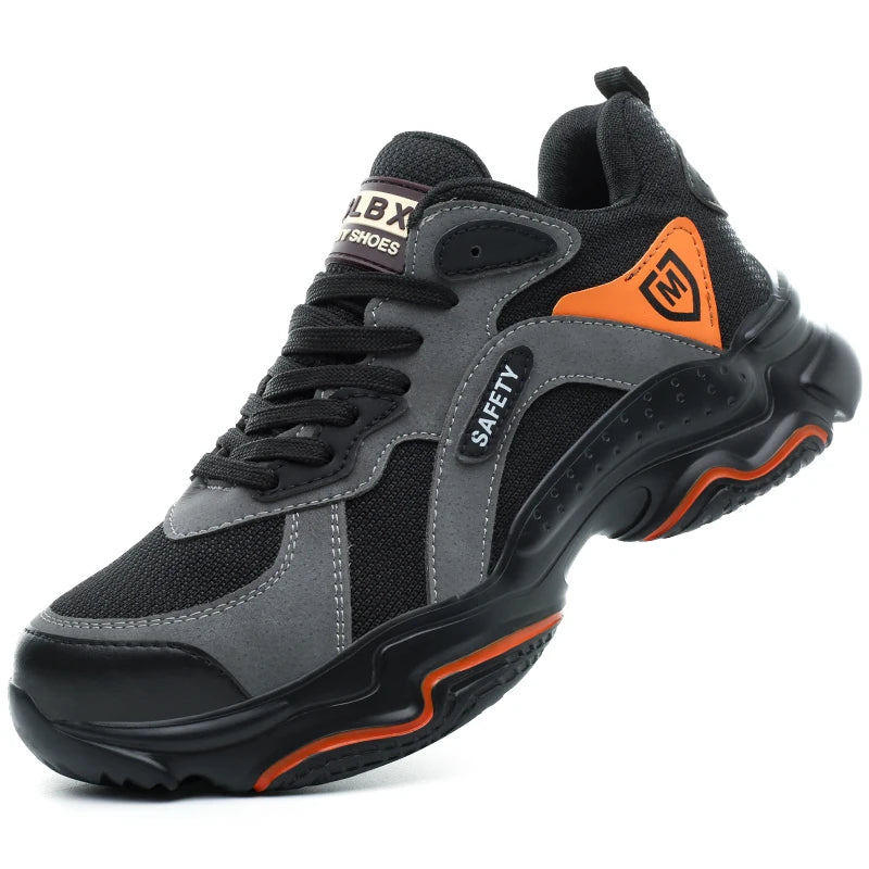 Men Rotating Button Safety Shoes, Steel Toe Work Sneakers, Indestructible Shoes, Puncture-Proof Work Boots, Air Cushion Safety Shoes