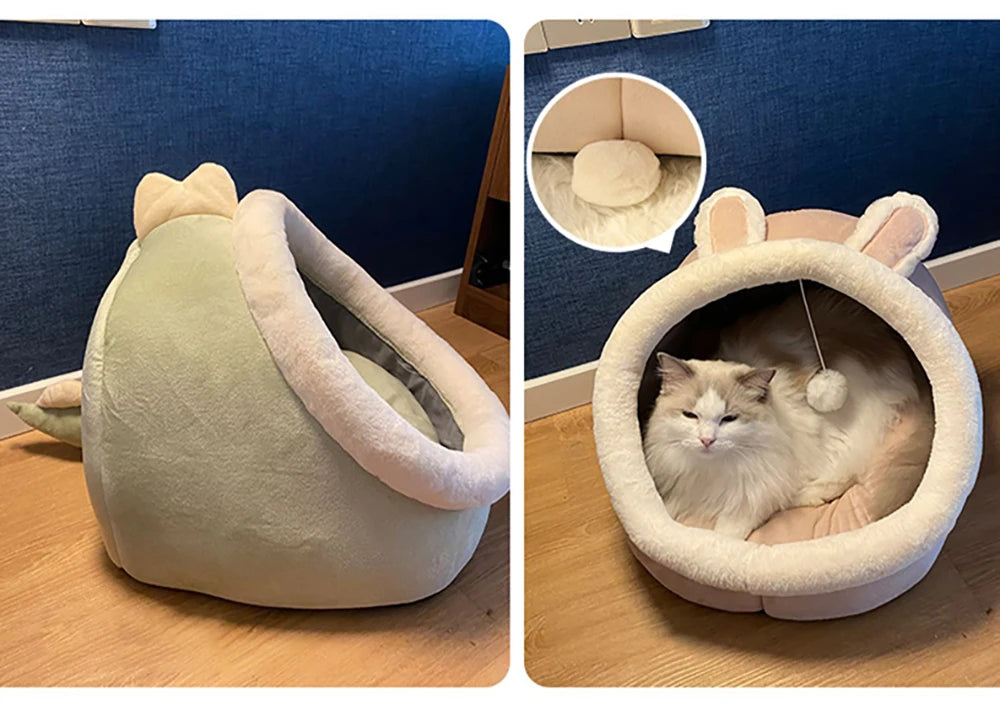 Deep Sleep Cat Bed, Cartoon Pet Bed, Foldable Removable Washable Pet Sleeping Bed for Small Dog, Mat Bag Cave, Cats Bed
