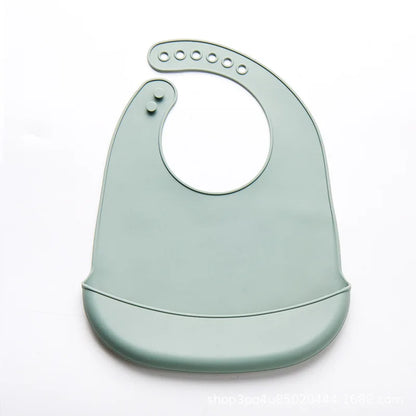Baby Silicone Bibs Babies Waterproof Bib Solid Color 6-speed Adjustment Saliva Pocket Children's Burp Cloths Accessories Newborn