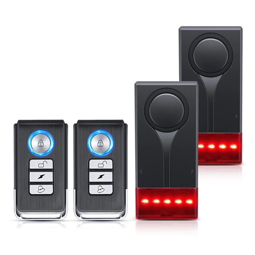Camluxy Anti-Theft Alarm 110db Loud Door and Window Alarm Wireless Vibration Alarm with Remote Control Bicycle Security Sensors