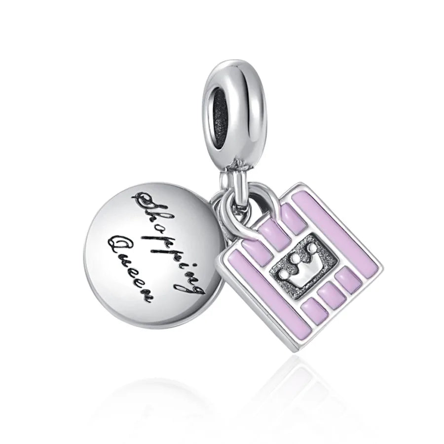 Pink Bead Bag Perfume Lipstick high heels Pendant fit Original Bracelet Accessories DIY Jewelry Women 925Silver Gift Trunk Charm