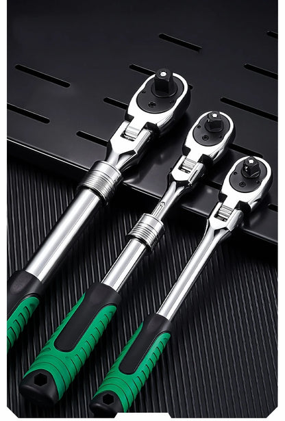 1/4，3/8，1/2 Inch Drive Socket Adjustable Ratchet Wrench Extendable Handle Wrench 72-Tooth Quick-Release Reversible