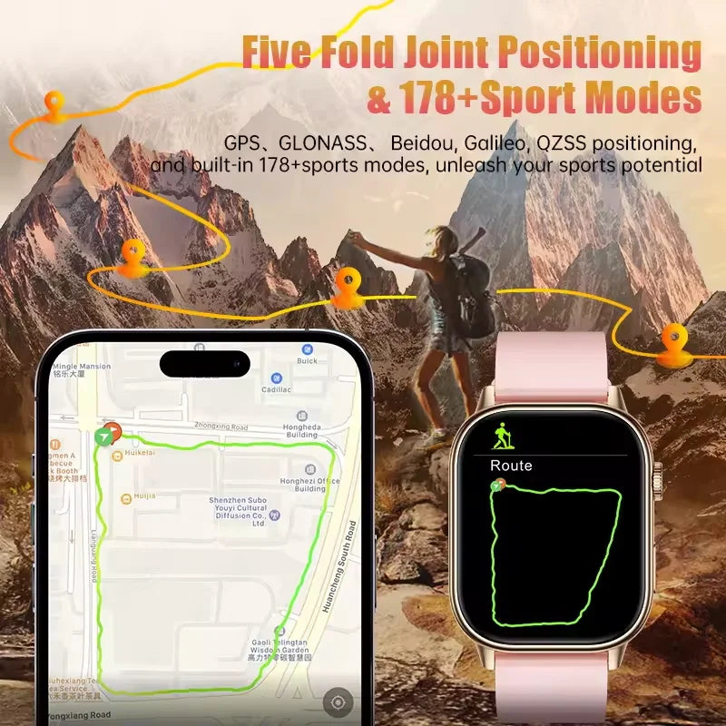 NEW Fashion Built-in 6 Stars GPS Position Smart Watch, Women 2.01'' AMOLED HD Screen IP68 Waterproof Sport  Bracelets For Ladies