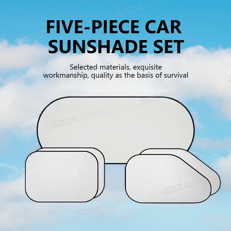 Car Sun Shade UV Protector, Reflective Fabric Car Window Sunshade, Front Rear Back Window Sun Visor, Summer UV Protection, SEAMETAL