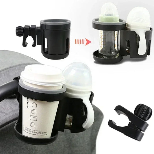 Stroller Cup Holder with Phone Support, Bottle Holder, and Two Cup Holders for Universal Pram Baby Stroller Accessories