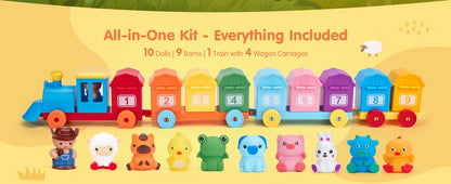 Montessori Train/Surprise Party Gift Set: Toddler Learning Toys, Counting & Sorting Toys, Fine Motor Finger Puppet Games for Kids