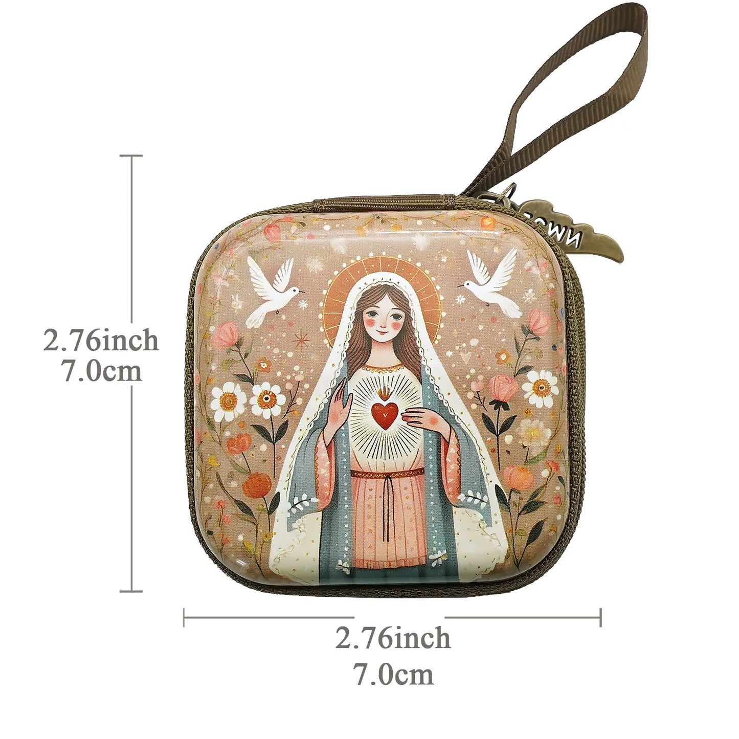 7x7cm, Virgin Mary Jesus Prayer Rosary Bag, Religious Jewelry Storage Box, Articulos Religiosos Catolico