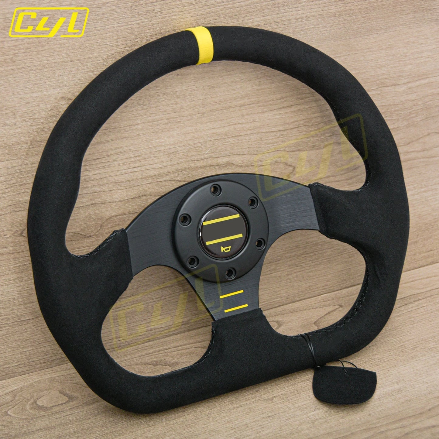 12.5-inch 320mm Universal D-Shaped Suede Leather Steering Wheel Sim Racing Sports Game Steering Wheel