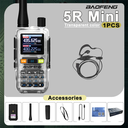 Baofeng UV 5R Mini Walkie Talkie Banda Aérea UHF/VHF Doble Vigilancia Doble PTT Programación Bluetooth Tipo-C Camping Radioaficionado Actualización 5R
