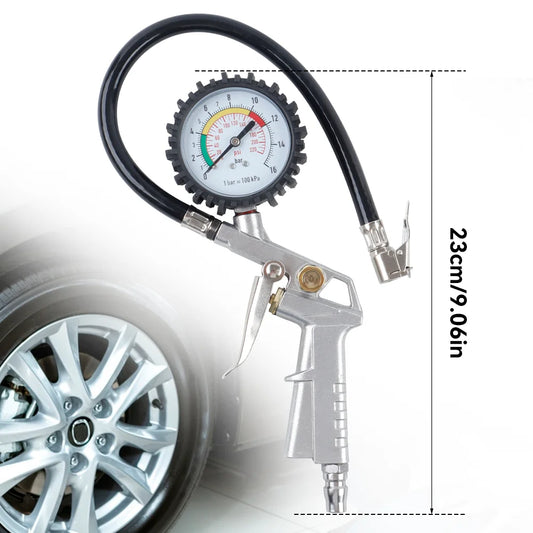 220Psi/16Bar Car Tire Pressure Gun, Multi-Function Tire Pressure Monitoring Tool, Air Pressure Gauge, Suitable For Air Compressor