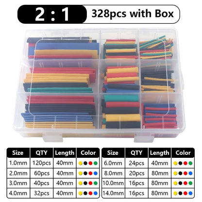 102-750pcs 2:1 Thermoresistant Tube Heat Shrink Wrapping Kit Assorted Wire Cable Insulation Sleeving 3:1 Heat Shrink Tube Set