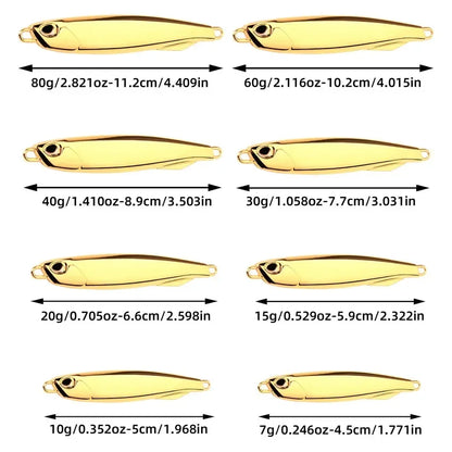 1Pc, Electroplated Lron Plate Rod Metal Fishing Bait, 60g 40g 30g 20g, Portable Fishing Lure, Sharp Hoops Tip, Spinning Tackle Tool