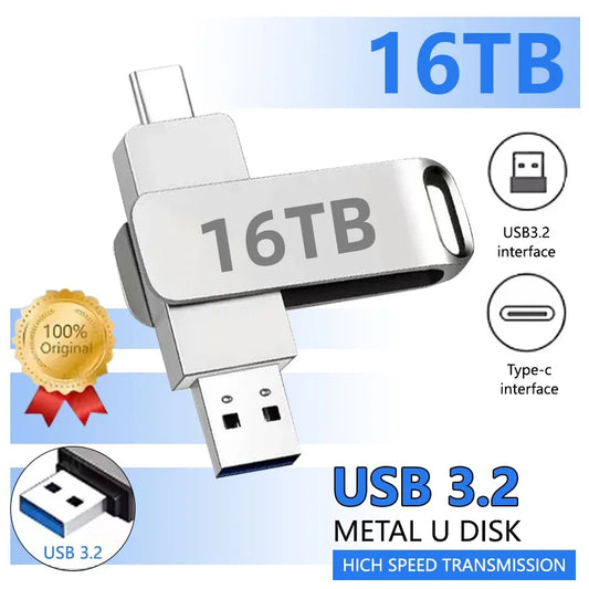 USB 3.2 16TB USB Flash Drive Memory Type-c 2-In-1 8TB 16TB OTG Pendrive 4TB High Speed Flash Disk 2TB For Computer Laptop