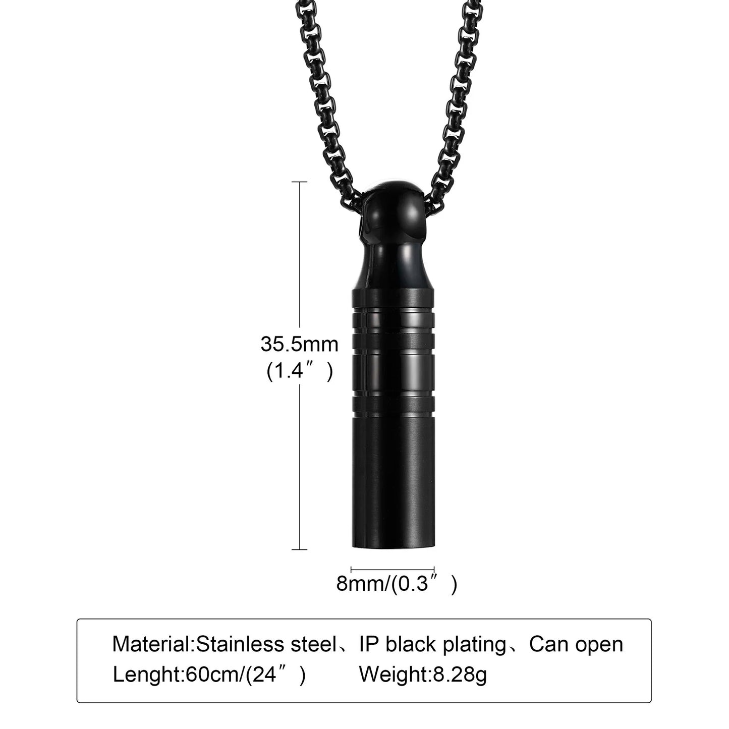 Urn Pendant Necklace for Ashes, Cremation Jewelry, Stainless Steel Urn Jewelry for Men, Ashes Locket Necklace, Memorial Ash