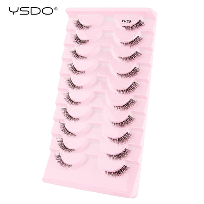 YSDO 5/10 Pairs Half Lashes Cat Eyelashes Soft Natural Clear Band False Lashes Natural Wispy Faux 3d Mink Eyelashes Makeup Tools