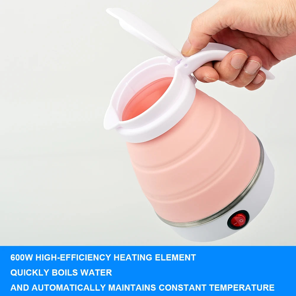 0.6L Mini Folding Kettle Portable Water Heater electric kettle household water heater silicone compression Easy To Travel
