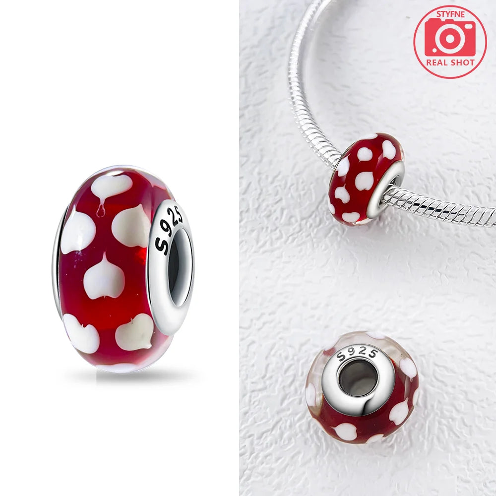 Original 925 Silver Charms Flower Blue Star Green Turtle Glass Beads Fit Bracelet Women DIY Gift Murano Jewelry Accessories