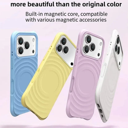 High Quality Solid Color Case For IPhone 17 16 15 14 13 Air Pro Max For Magsafe Liquid Silicone Wave Pattern Anti-Scratch Cover