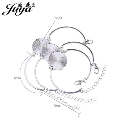4Pcs/lot, Stainless Steel Cabochon Bracelet Base, 20mm Cameo Settings Bracelets, Bezel Blanks, DIY Jewelry Making Bracelet Findings