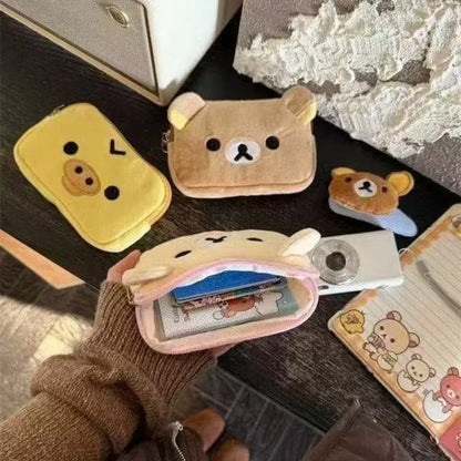 Kawaii Rilakkuma Coin Purse Wallet, Creative Peripheral Korilakkuma CCD Storage Card Bag, Couple Birthday Small Storage Bag Gifts