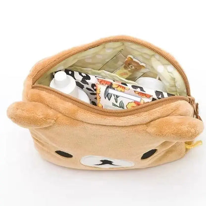 Cartoon Rilakkuma Makeup Organizer Storage Bag Cute Cartoon Bear Plush Kawaii Cosmetic Bags Vanity Beauty Case Gift