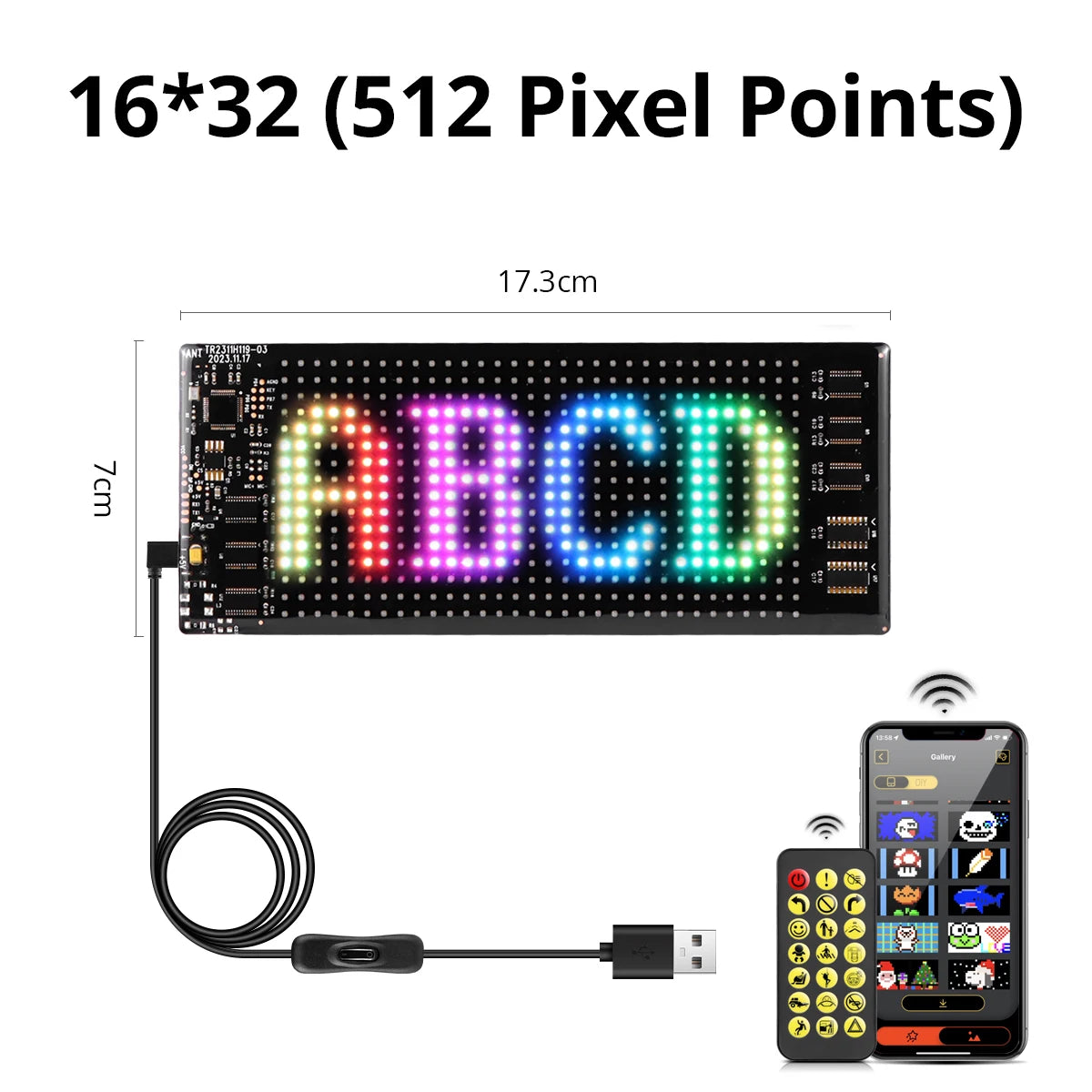 Car Decor Advertising Logo Lights Outdoor LED Matrix Pixel Scrolling Screen DIY Customize Patterns, Animations, Text Warning Light