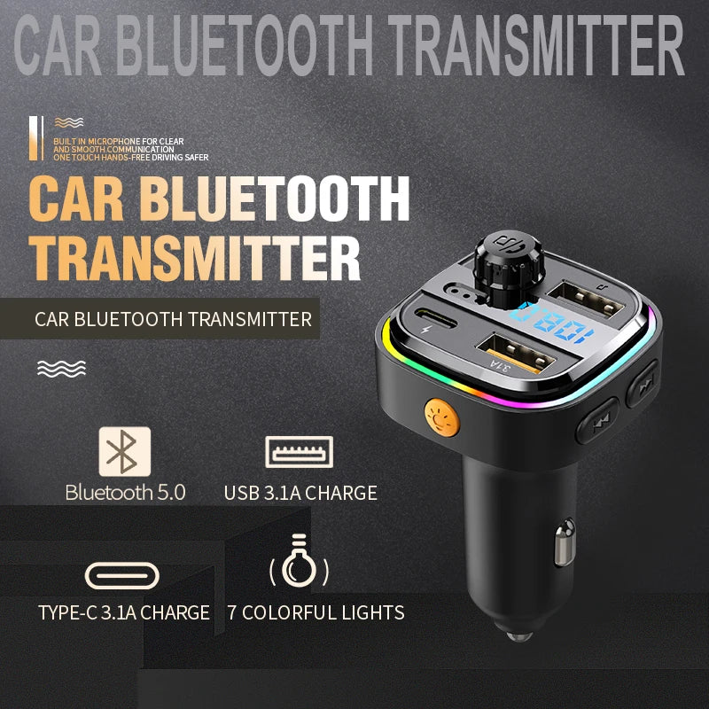 Car MP3 Player FM Transmitter Car Charger Type C Bluetooth 5.0 Handsfree Bluetooth Calling Super Quick Charge Adapter for Car