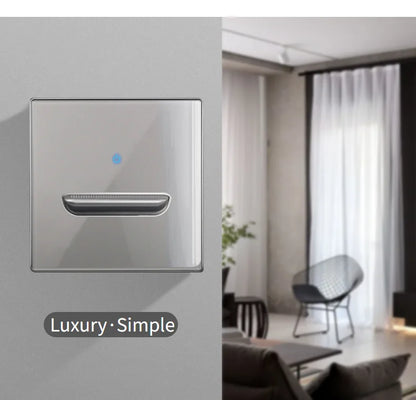Wall Light Switch Chrome Toggle Press Button Tempered Glass Plate Blue LED Light 1 2 3 4 Gang White Black Gray Gold