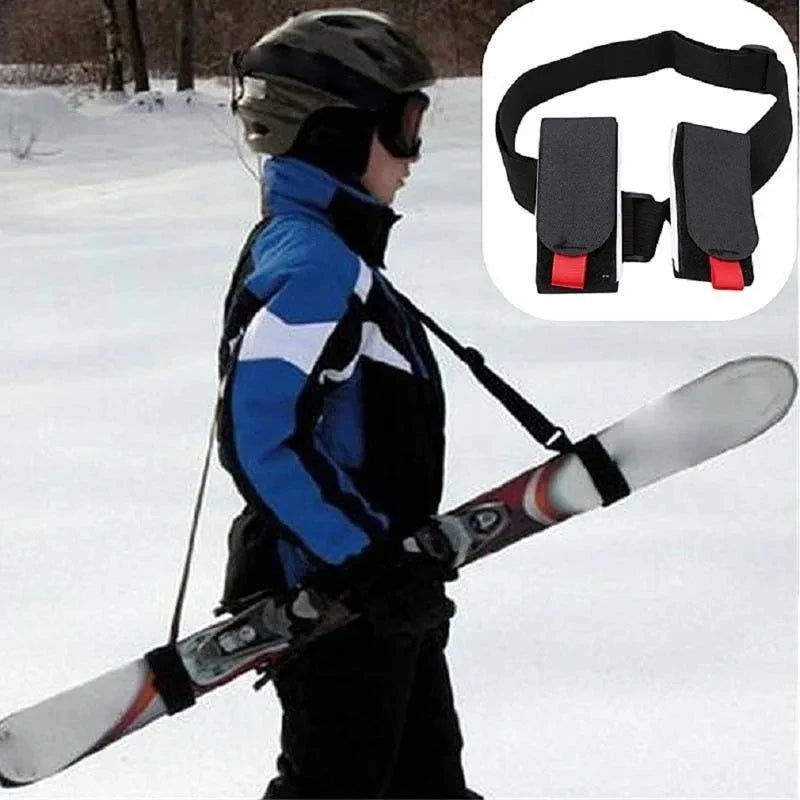 Nylon Ski Pole Shoulder Hand Carrier Lash Handle Straps Adjustable Buckle Hook Loop Protecting Black Nylon Ski Handle Strap Bag