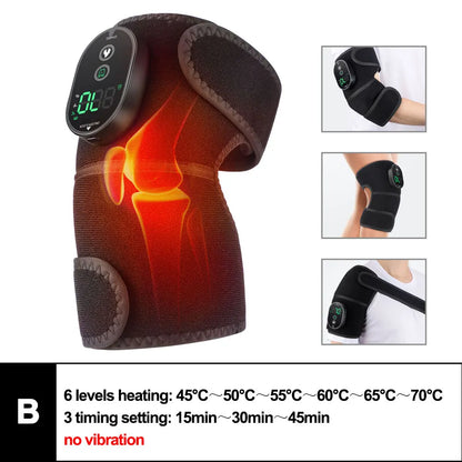 Electric Heated Vibration Knee Massage Pad, 3 in 1 Massager for Shoulder Elbow, Hot Compress Thermal Joint Brace Muscle Relaxation