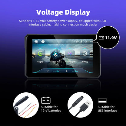 EKIY 5.0 inch Portable Digital Dashboard Motorcycle Navigation GPS Removable Display Screen Wireless CarPlay Moto Android Auto