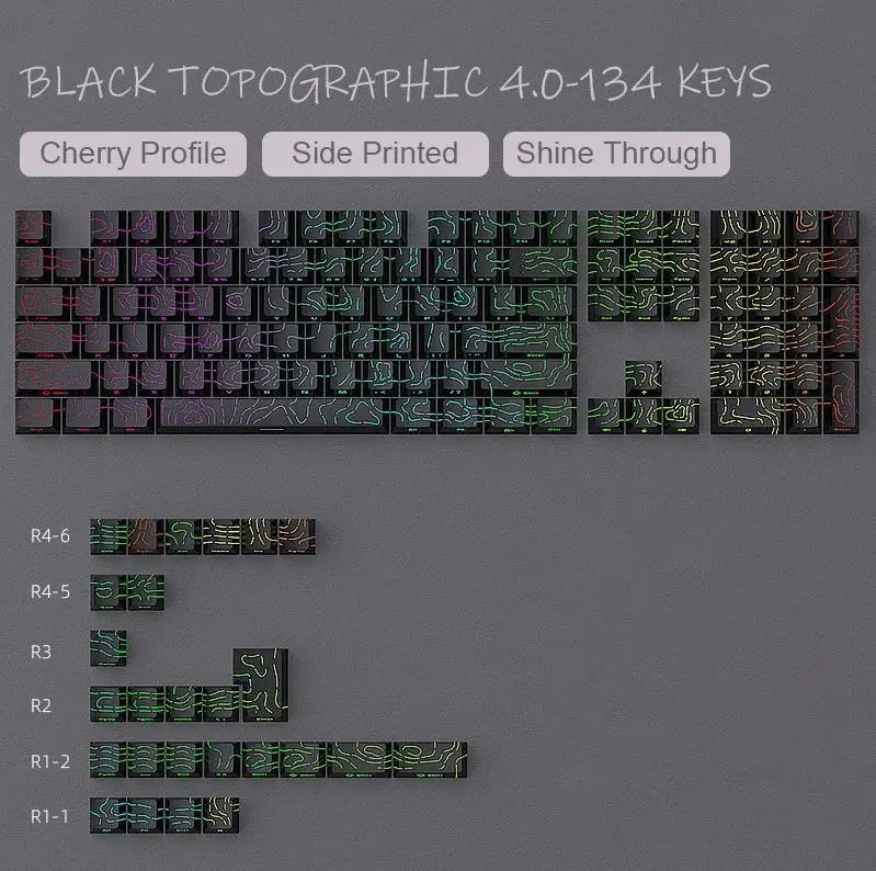 Contour 4.0 Side Engraved Keycap PBT Translucent 97 Key Gaming Mechanical Keyboard Key Cap White For Magnetic Switch F75 GMK87