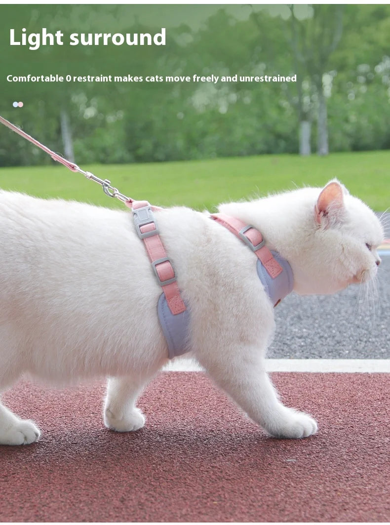 Escape Proof Cat Harness with Leash, Adjustable Soft Vest, Pet Walking Set for Outdoor, Kitty Safety No Pull Comfort Design