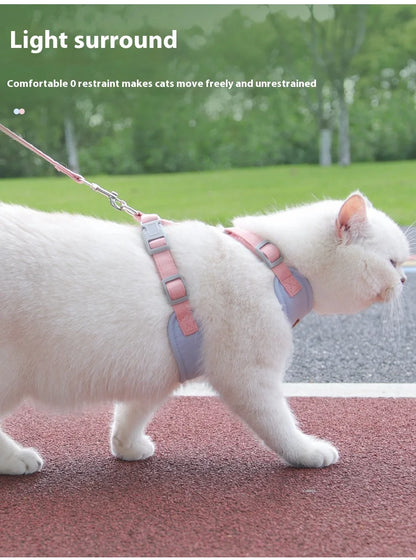 Escape Proof Cat Harness with Leash, Adjustable Soft Vest, Pet Walking Set for Outdoor, Kitty Safety No Pull Comfort Design