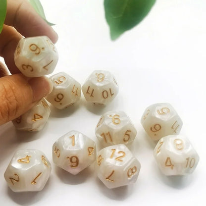 D12 12 Faces DND Dice Transparent Acrylic 12 Side Dice Set Polyhedral TRPG, Mtg, Rpg, Dice for DND or COC Game, 10PCs per Set
