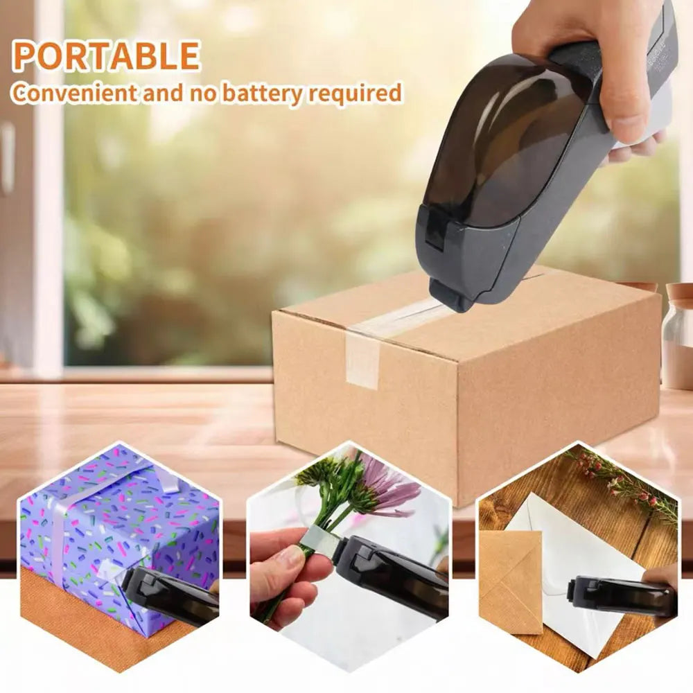 Dispensador automático de cinta de 1 unidad, diseño de una sola mano, viene con 1 rollo de cinta de 0,75 pulgadas para envolver cajas de regalo navideñas.