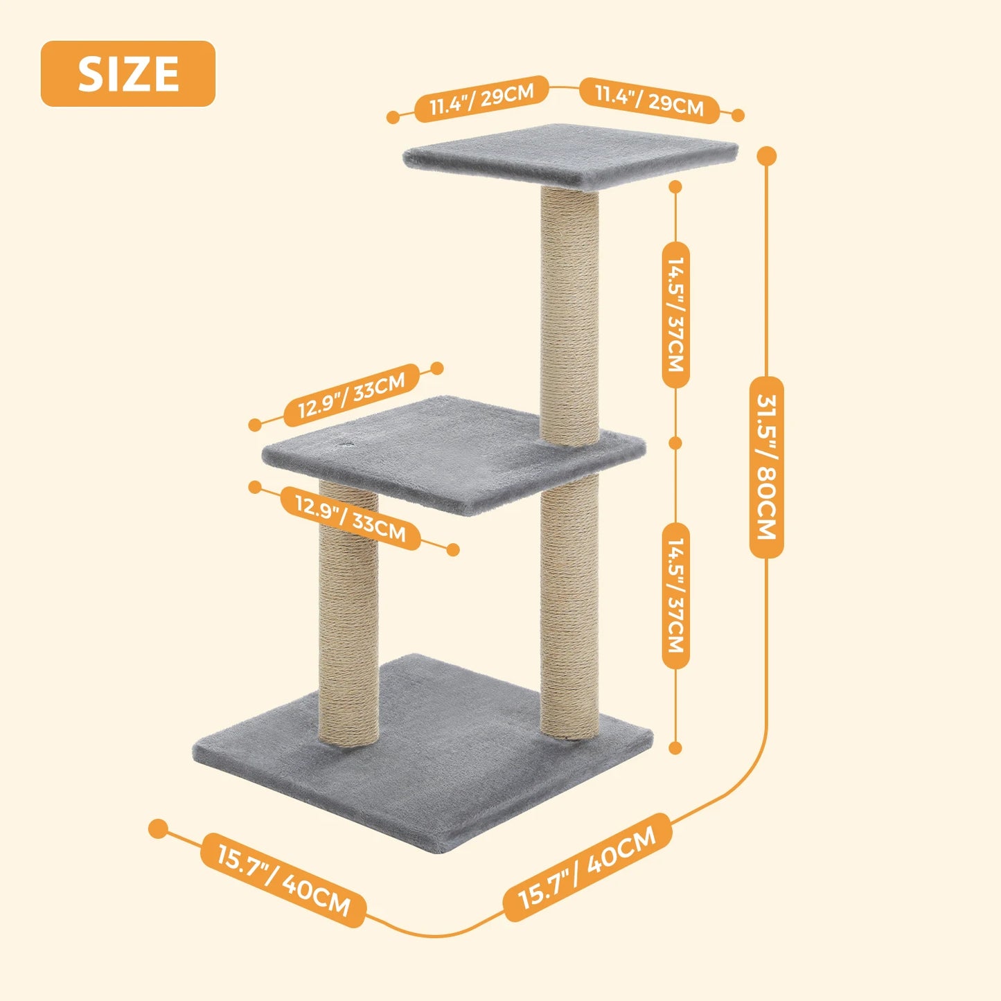 Cat tree, Cat Tower for Indoor Cats, 2 Styles Cat Activity Tree with Cat Scratching Posts, Big Hammock and Removable Top Perch Grey