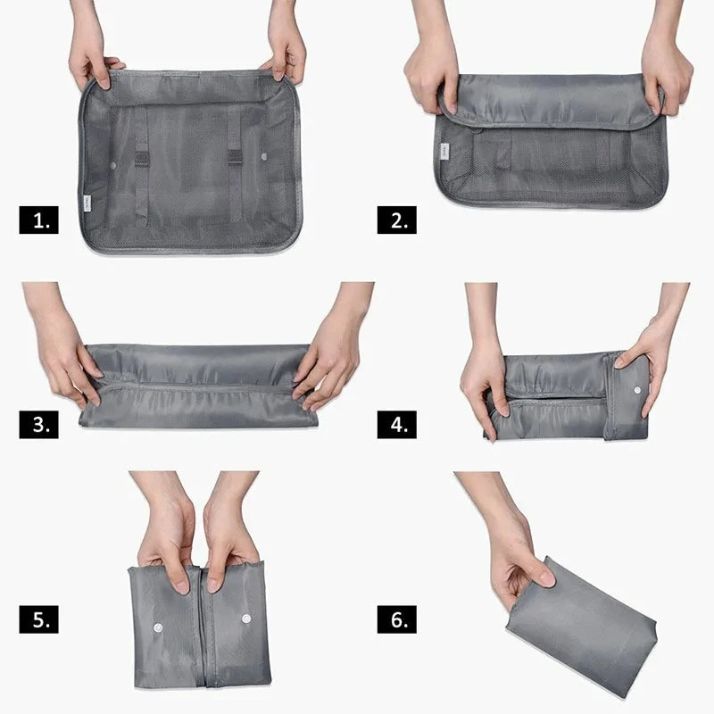 7Pcs, Travel Organizer, Storage Bags, Wardrobe Cube Suitcase Packing Cubes Set Storages, Luggage Clothes Shoe Pouch Folding