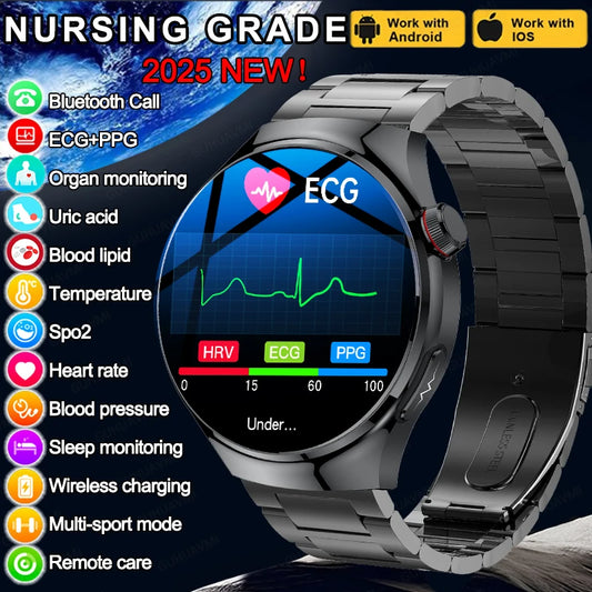 New Nursing Grade Smart Watch, Blood oxygen Blood Lipid Uric Acid ECG+PPG Body Temperature Bluetooth Call Health Smartwatch, Apple Health