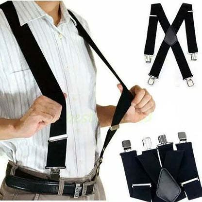 35/25/20mm Wide Men's Suspenders High Elastic Adjustable 4 Strong Clips Heavy Duty X-Back Trousers Braces