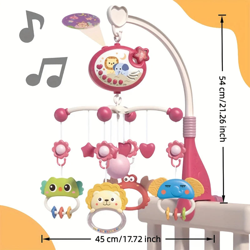 360° Musical Baby Crib Mobile Rotating Night Light Bed Bell Toy Four Speed Timing Hanging Infant Newborn Rattle Bedside Gift