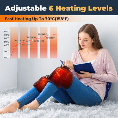 Thermal Knee Massager 3-in-1 Shoulder, Knee, and Elbow Heating Massage Support Brace Rechargeable Vibration Pad Machine Muscle Relaxer