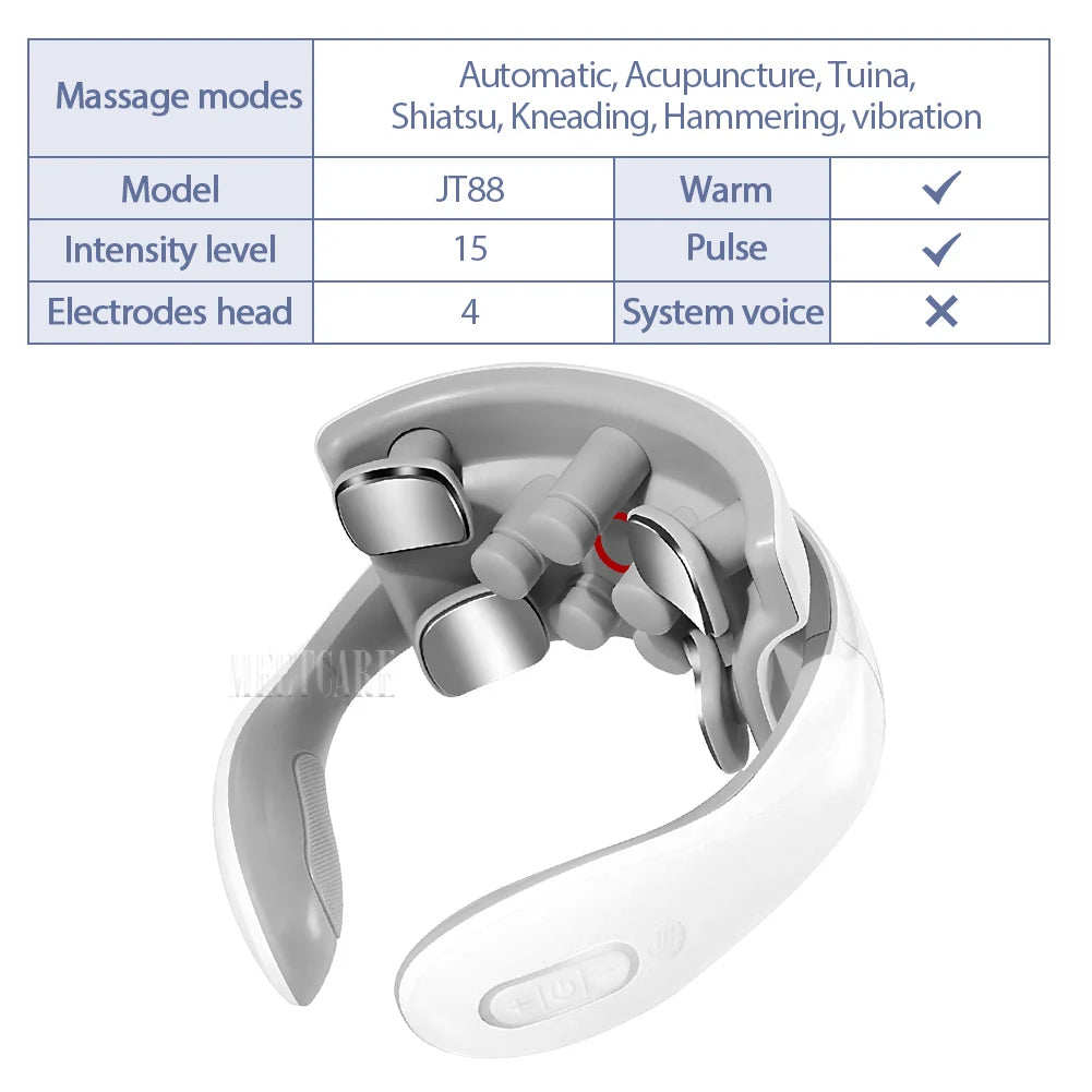 TENS Pulse Back Neck Massage 4 Modes EMS Electric Smart Shoulder Cervical Massager Relaxation Muscle Beating Health Care Tool
