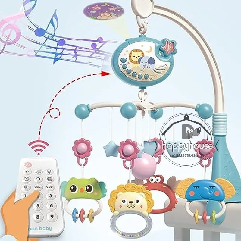 Baby Crib Mobile with Lights Music Projection for Infants 0-6 Months Remote Control Crib Toys for Newborn Baby Mobile for Crib
