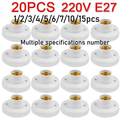 1-20Pcs, 220V E27 Screw Lamp, Stand Light Bulb Socket Holder Adapter Base, Cap Socket White Ceiling Light Lamp Bulb Fixing Base