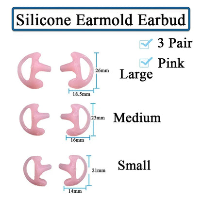 3-Pair Ear Mold Earbud Replacement Soft Silicone Earmould Earplug S/M/L Size for Walkie Talkie Radio Acoustic Earpieces Headsets